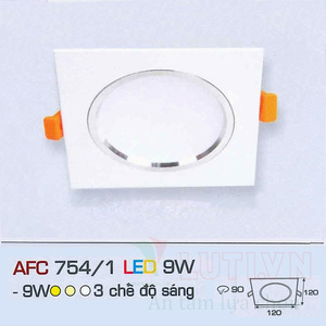 Đèn led âm trần Anfaco AFC 754/1 - 9W 3CĐ