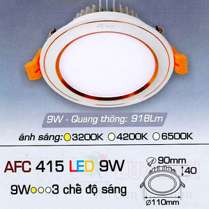 Đèn led âm trần Anfaco AFC-415-9W-3CĐ