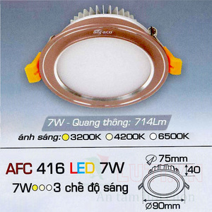 Đèn led âm trần Anfaco AFC-416-7W-3CĐ