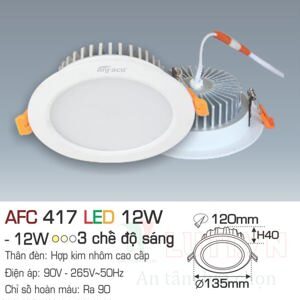 Đèn led âm trần Anfaco AFC-417 - 12W, 3CĐ