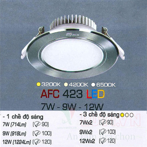 Đèn led âm trần Anfaco AFC-423- 9W, 3CĐ