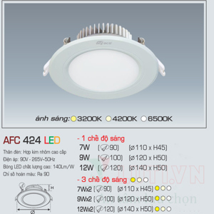 Đèn led âm trần Anfaco AFC-424 - 9W, 3CĐ