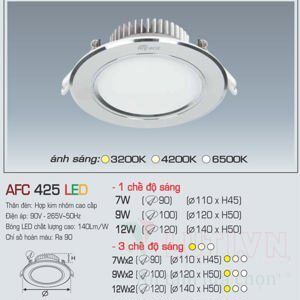 Đèn led âm trần Anfaco AFC 425 - 12W, 1CĐ