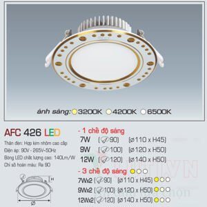 Đèn led âm trần Anfaco AFC-426 - 12W, 3CĐ