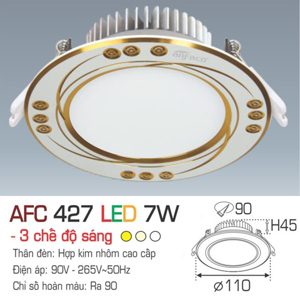 Đèn led âm trần Anfaco AFC 427 - 7W, 3CĐ