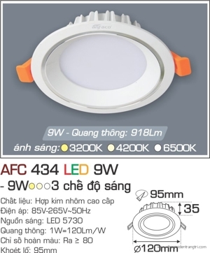 Đèn led âm trần Anfaco AFC-434 - 9W, 1CĐ