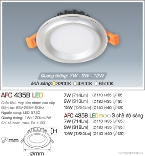 Đèn led âm trần Anfaco AFC-435B - 12W, 1CĐ