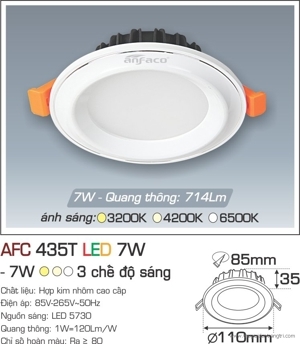 Đèn led âm trần Anfaco AFC-435T - 7W, 1CĐ