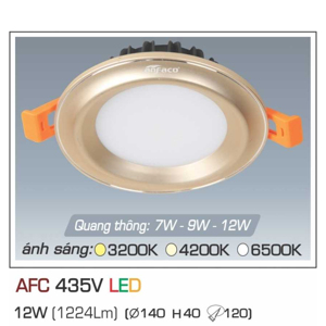 Đèn led âm trần Anfaco AFC-435V - 12W, 1CĐ