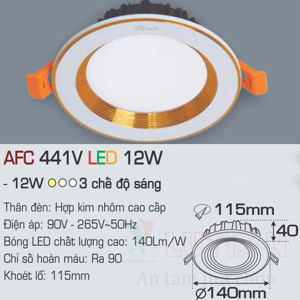 Đèn led âm trần Anfaco AFC-441V - 12W, 3CĐ