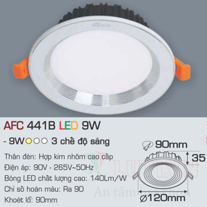 Đèn led âm trần Anfaco AFC-441B - 9W, 3CĐ