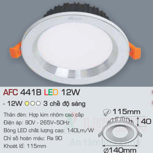 Đèn led âm trần Anfaco AFC-441B - 12W, 3CĐ