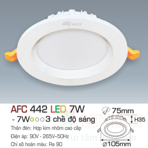 Đèn led âm trần Anfaco AFC-442 - 7W, 1CĐ