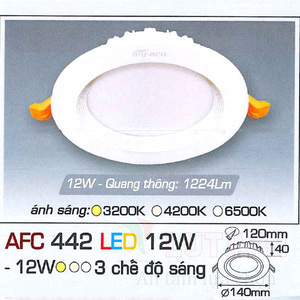 Đèn led âm trần Anfaco AFC-442 - 12W, 3CĐ