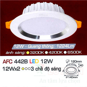 Đèn led âm trần Anfaco AFC-442B-12W-3CĐ