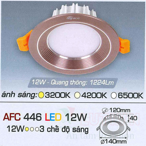 Đèn led âm trần Anfaco AFC-446 - 12W, 3CĐ