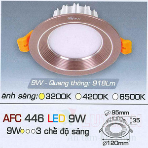 Đèn led âm trần Anfaco AFC-446 - 9W, 3CĐ