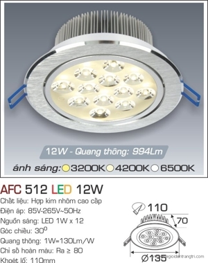 Đèn led âm trần Anfaco AFC-512 - 12W