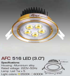 Đèn led âm trần Anfaco AFC-516-5W