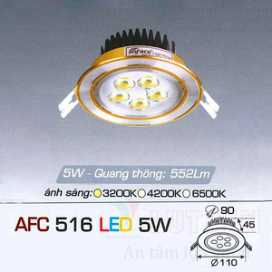 Đèn led âm trần Anfaco AFC-516-5W