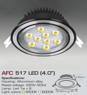 Đèn led âm trần Anfaco AFC-517-9W