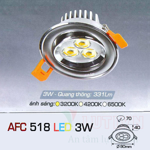 Đèn led âm trần Anfaco AFC-518-3W