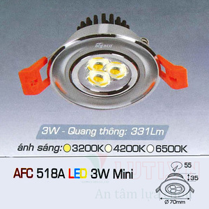 Đèn led âm trần Anfaco AFC-518A-3W