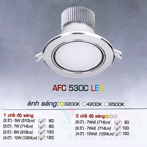 Đèn led âm trần Anfaco AFC-530C-12W-3CĐ