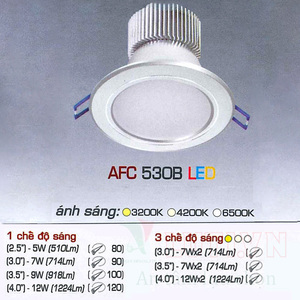 Đèn led âm trần Anfaco AFC-530B - 12W, 3CĐ