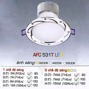 Đèn led âm trần Anfaco AFC-531T - 12W, 1CĐ