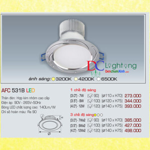 Đèn led âm trần Anfaco AFC-531B - 7W, 1CĐ