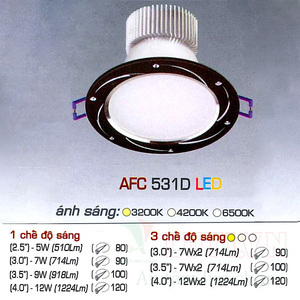 Đèn led âm trần Anfaco AFC-531D - 12W, 3CĐ