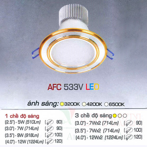 Đèn led âm trần Anfaco AFC-533V-12W-3CĐ