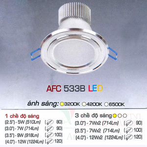 Đèn led âm trần Anfaco AFC-533B - 9W, 1CĐ