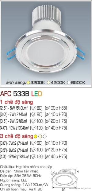 Đèn led âm trần Anfaco AFC-533B - 5W