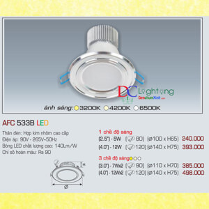 Đèn led âm trần Anfaco AFC-533B - 7W, 1CĐ