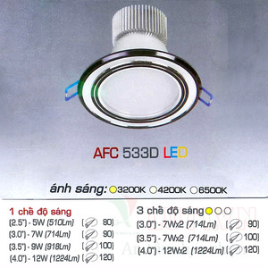 Đèn led âm trần Anfaco AFC-533D-9W-3CĐ