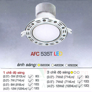 Đèn led âm trần Anfaco AFC-535T-9W-3CĐ