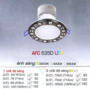 Đèn led âm trần Anfaco AFC-535D - 12W, 3CĐ