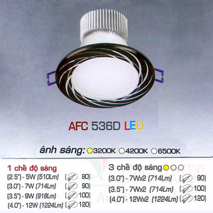 Đèn led âm trần Anfaco AFC-536D - 7W, 3CĐ