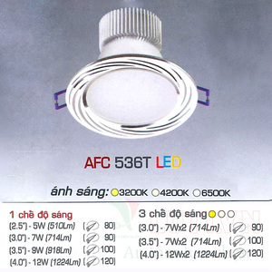 Đèn led âm trần Anfaco AFC-536T - 12W, 3CĐ