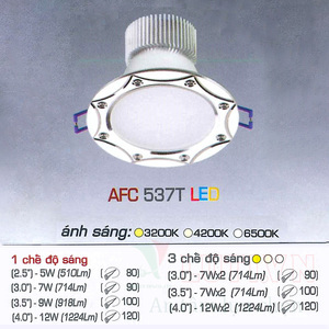 Đèn led âm trần Anfaco AFC-537T - 12W, 1CĐ