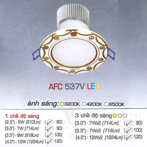 Đèn led âm trần Anfaco AFC-537V - 9W, 3CĐ