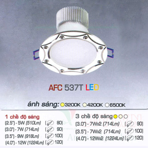 Đèn led âm trần Anfaco AFC-537T - 9W, 3CĐ