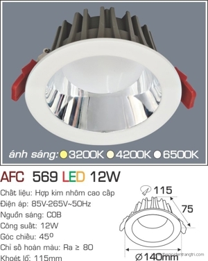 Đèn led âm trần Anfaco AFC-569 - 12W
