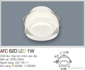 Đèn led âm trần Anfaco AFC-620 - 1W