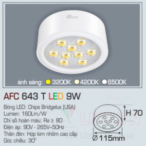 Đèn led âm trần Anfaco AFC 643T - 9W