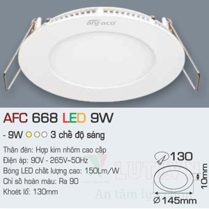 Đèn led âm trần Anfaco AFC-668 - 9W, 3CĐ