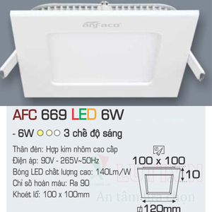 Đèn led âm trần Anfaco AFC-669 - 6W, 3CĐ