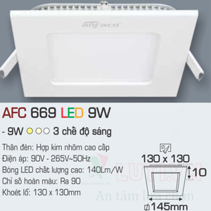 Đèn led âm trần Anfaco AFC-669 - 9W, 3CĐ